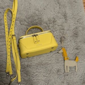 Yellow Leather Mini Crossbody vanity Bag